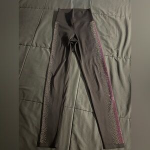 Beach Riot Black Leggings with Rhinestone Sparkle Racing Stripe size Small